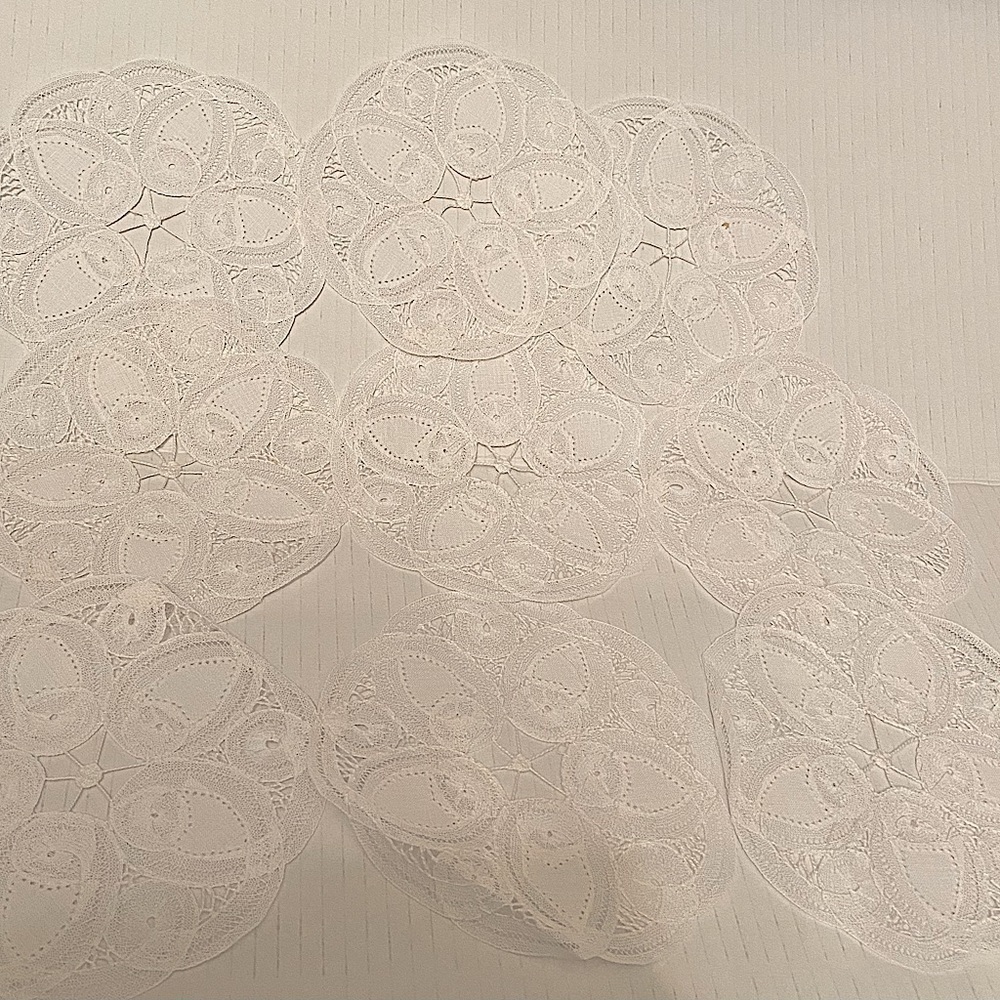 Vintage White Battenberg Lace Small Size  Dollies Lot of 9.